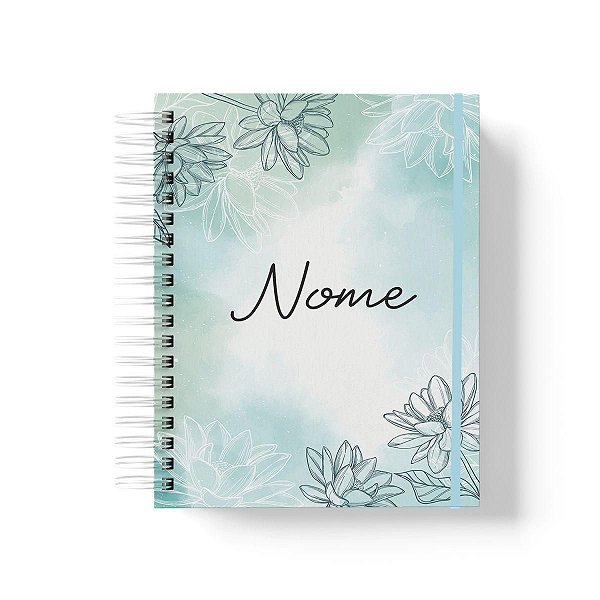 Caderno Personalizado FLORAL (#35) - A5 15x21cm (PEQUENO) - Com Elástico