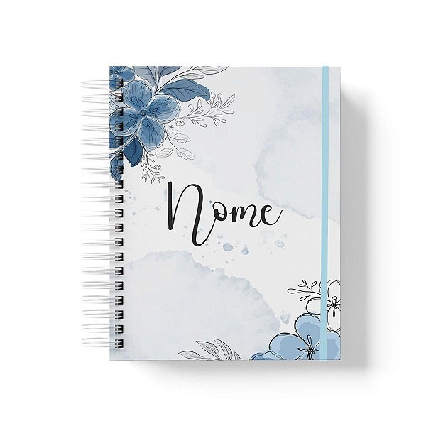 Caderno Personalizado FLORAL (#36) - A5 15x21cm (PEQUENO) - Com Elástico