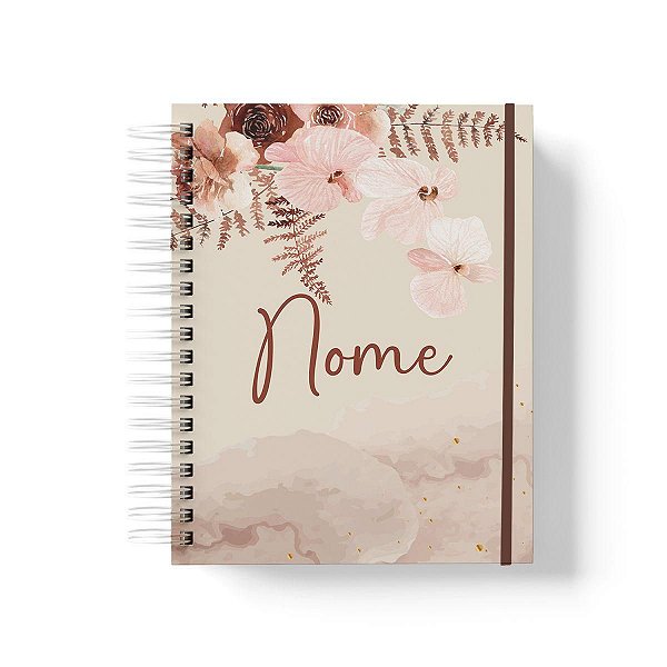 Caderno Personalizado FLORAL (#38) - A5 15x21cm (PEQUENO) - Com Elástico