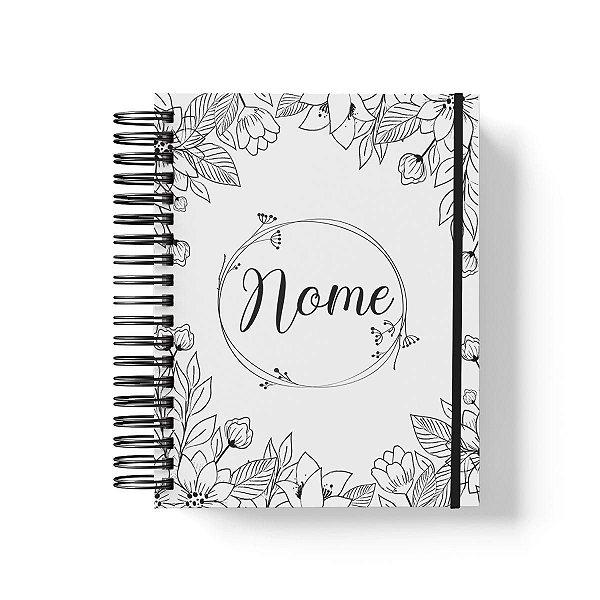 Caderno Personalizado FLORAL (#40) - A5 15x21cm (PEQUENO) - Com Elástico