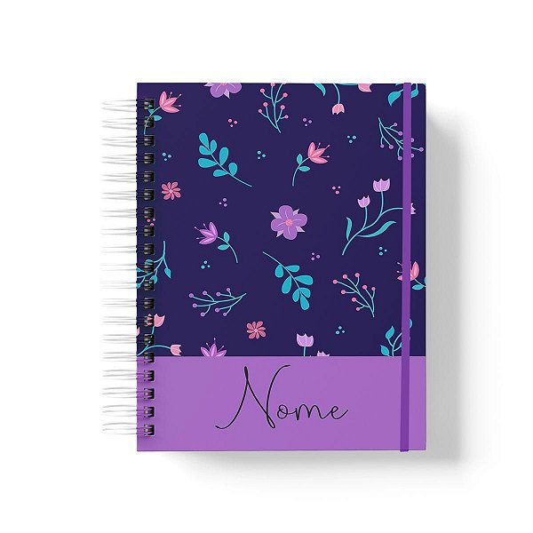 Caderno Personalizado FLORAL (#41) - A5 15x21cm (PEQUENO) - Com Elástico