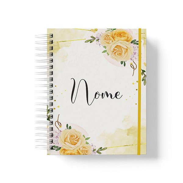 Caderno Personalizado FLORAL (#42) - A5 15x21cm (PEQUENO) - Com Elástico