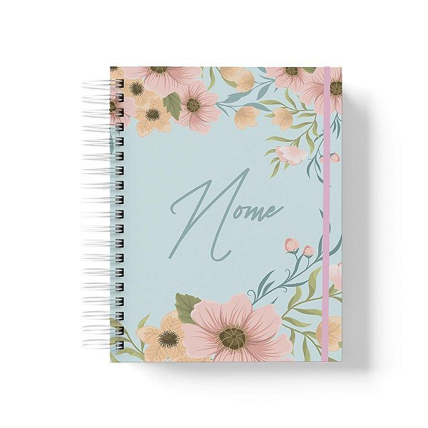 Caderno Personalizado FLORAL (#43) - A5 15x21cm (PEQUENO) - Com Elástico