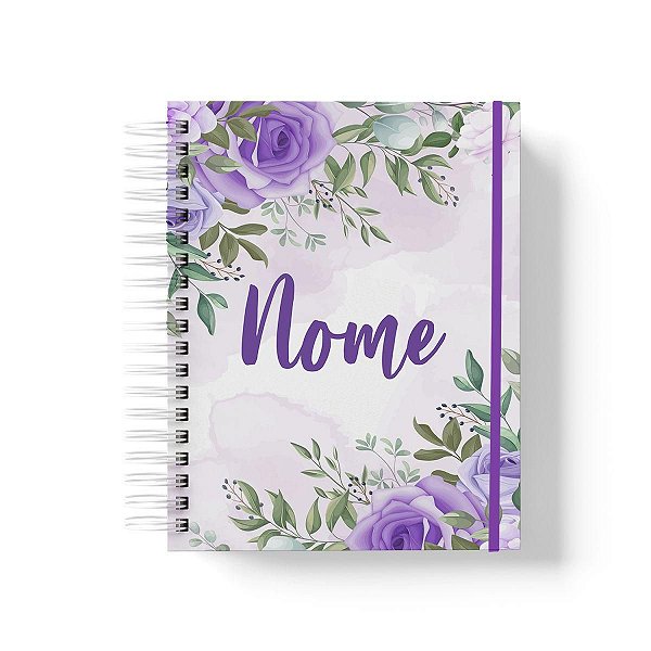Caderno Personalizado FLORAL (#44) - A5 15x21cm (PEQUENO) - Com Elástico