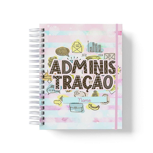 Caderno Personalizado Administração (#01) - A5 15x21cm (PEQUENO) - Com Elástico