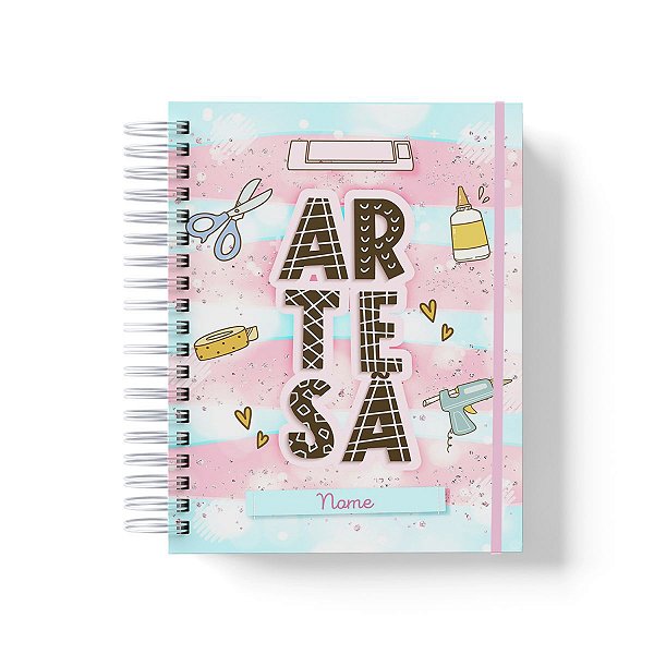 Caderno Personalizado Artesã Papelaria (#01) - A5 15x21cm (PEQUENO) - Com Elástico