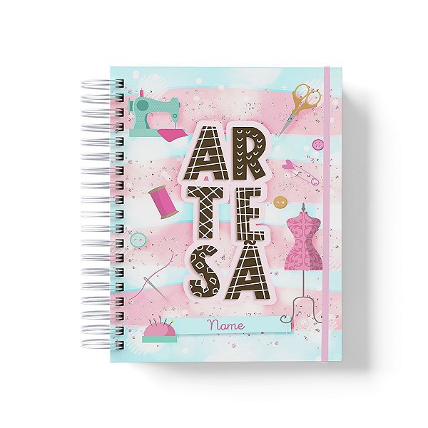 Caderno Personalizado Artesã (#01) - A5 15x21cm (PEQUENO) - Com Elástico