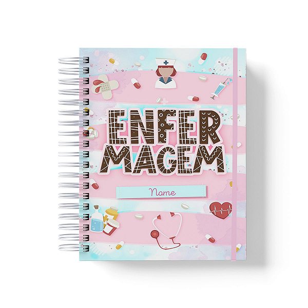 Caderno Personalizado Enfermagem (#01) - A5 15x21cm (PEQUENO) - Com Elástico