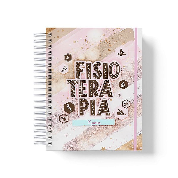 Caderno Personalizado Fisioterapia (#01) - A5 15x21cm (PEQUENO) - Com Elástico