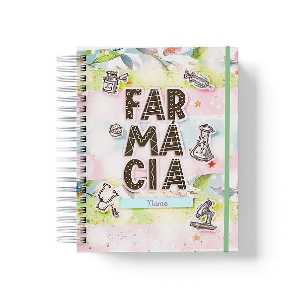 Caderno Personalizado Farmácia (#01) - A5 15x21cm (PEQUENO) - Com Elástico