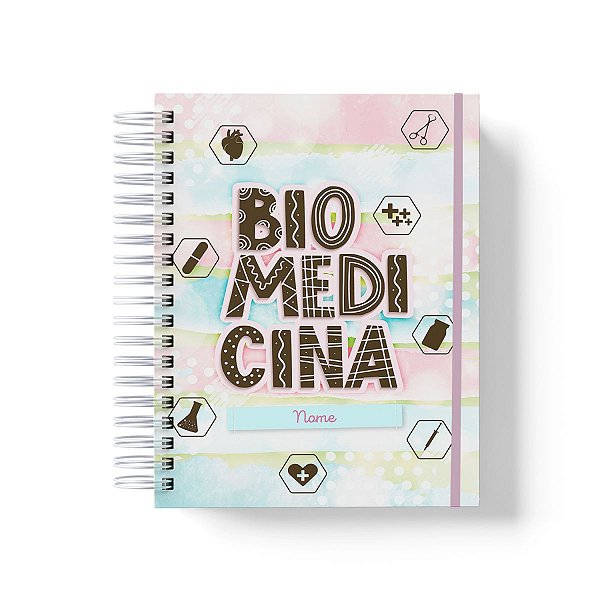 Caderno Personalizado Biomedicina (#01) - A5 15x21cm (PEQUENO) - Com Elástico
