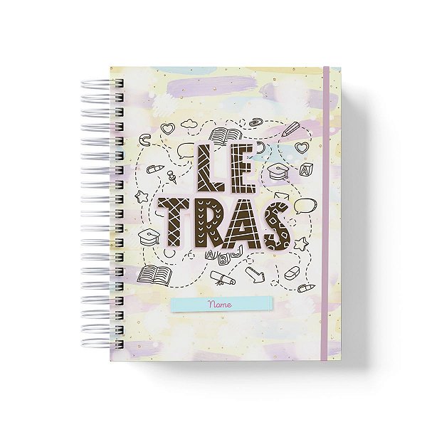 Caderno Personalizado Letras (#01) - A5 15x21cm (PEQUENO) - Com Elástico