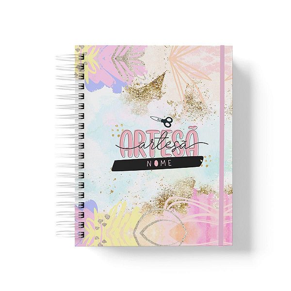 Caderno Personalizado Artesã (#02) - A5 15x21cm (PEQUENO) - Com Elástico