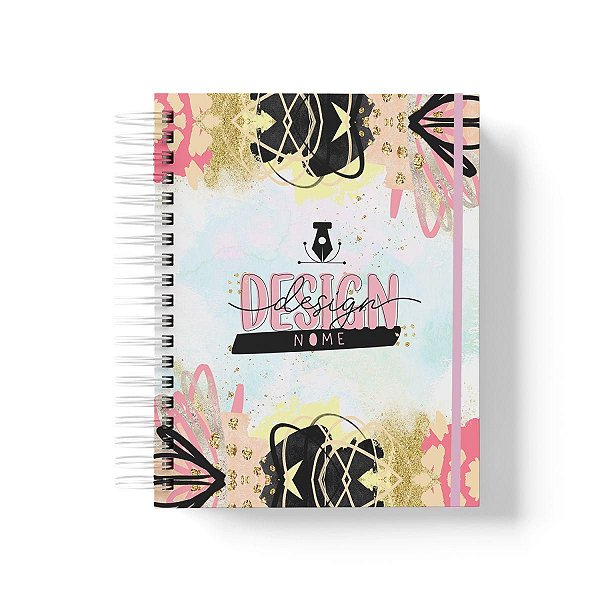 Caderno Personalizado Design (#02) - A5 15x21cm (PEQUENO) - Com Elástico
