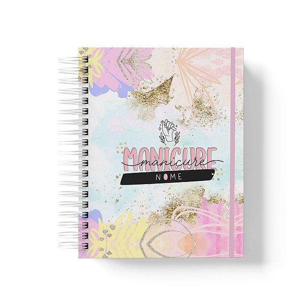 Caderno Personalizado Manicure (#02) - A5 15x21cm (PEQUENO) - Com Elástico