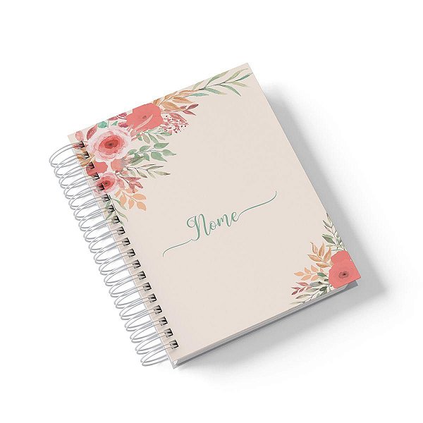 Caderno Personalizado FLORAL (#02) - A5 15x21cm (Pequeno) - Com 100 Folhas