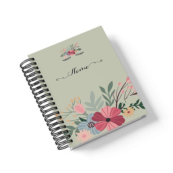 Caderno Personalizado FLORAL (#04) - A5 15x21cm (Pequeno) - Com 100 Folhas