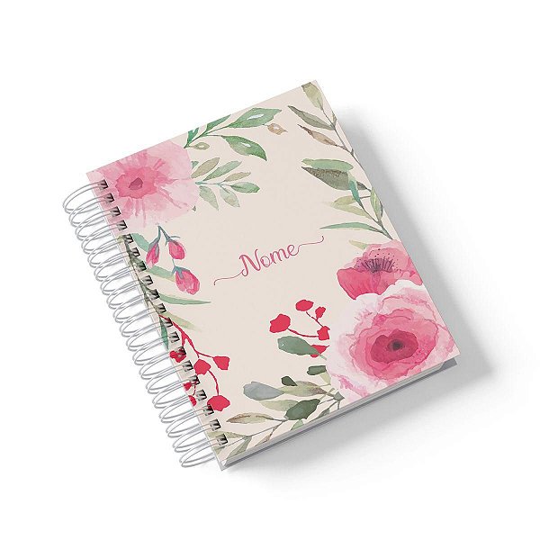 Caderno Personalizado FLORAL (#06) - A5 15x21cm (Pequeno) - Com 100 Folhas