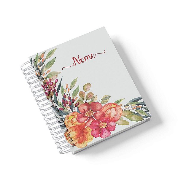 Caderno Personalizado FLORAL (#07) - A5 15x21cm (Pequeno) - Com 100 Folhas