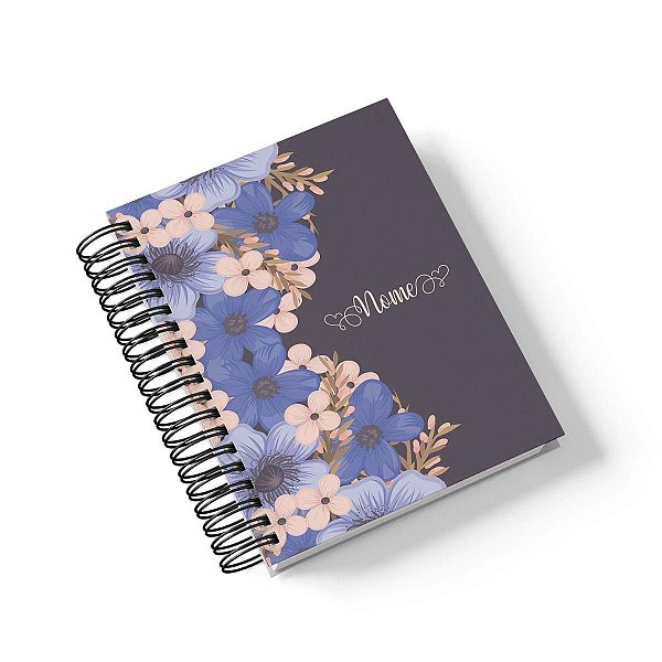 Caderno Personalizado FLORAL (#09) - A5 15x21cm (Pequeno) - Com 100 Folhas