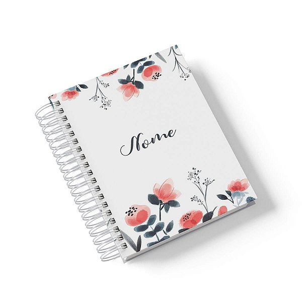 Caderno Personalizado FLORAL (#27) - A5 15x21cm (Pequeno) - Com 100 Folhas