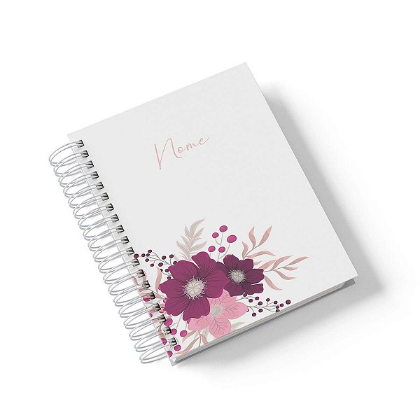 Caderno Personalizado FLORAL (#21) - A5 15x21cm (Pequeno) - Com 100 Folhas