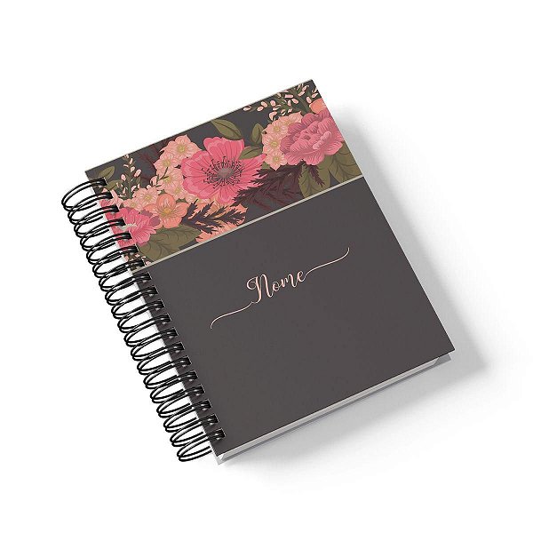 Caderno Personalizado FLORAL (#30) - A5 15x21cm (Pequeno) - Com 100 Folhas