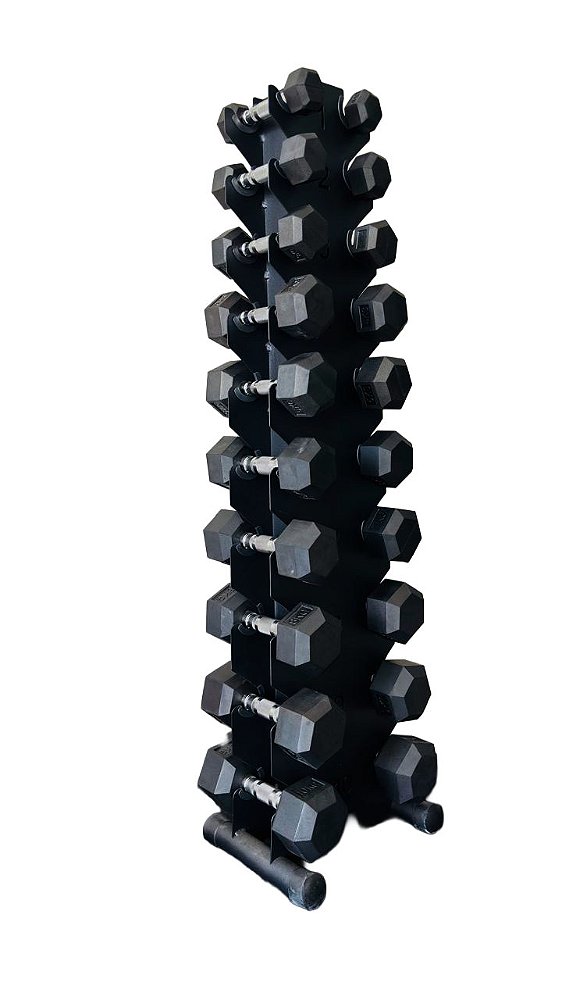 Kit halteres sextavado cromado com expositor 1 ao 10kg