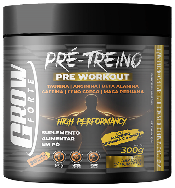 Pre Treino GROWFORTE Abacaxi com Hortelã