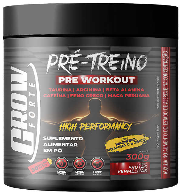 Pre Treino GROWFORTE Frutas Vermelhas