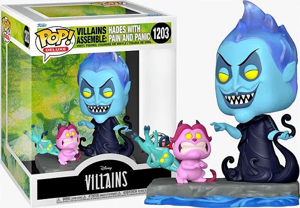Boneco Funko pop Disney Villains Hades with Pain and Panic 1203