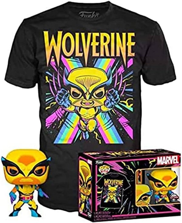 Funko Pop Tees Marvel Black Light Wolverine Includes T-Shirt