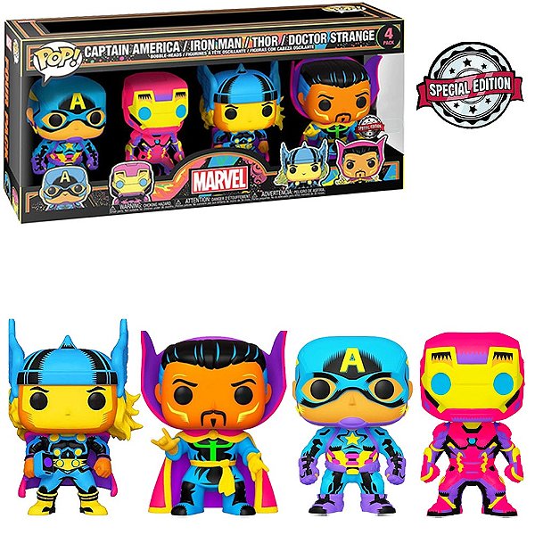 Funko Pop Marvel Black Light 4 Pack