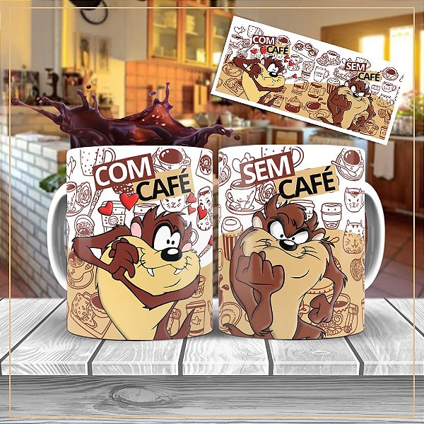Caneca Taz com café e sem café