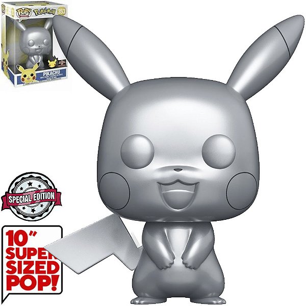 Funko Pop Pokemon Pikachu Silver Metallic 353 (SUPER SIZED 10)