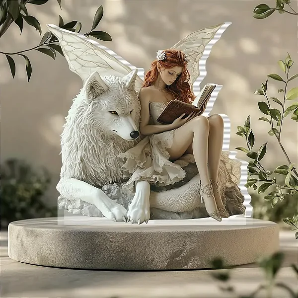 Figura de Acrílico 2D - Fada e Lobo