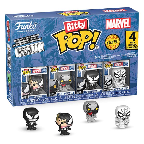 Funko Bitty Pop Marvel Venom, Anti-Venom, She-Venom, Spider man