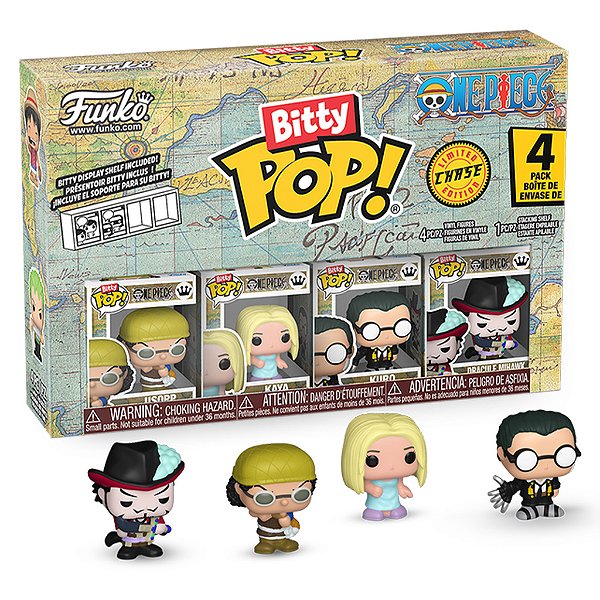 Funko Bitty Pop One Piece Usopp, Kaya, Kuro, Dracule Mihawk 4 Pack