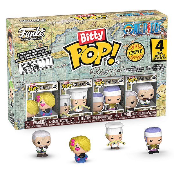 Funko Bitty Pop One Piece Sanji, Zeff, Krieg, Smoker 4 Pack