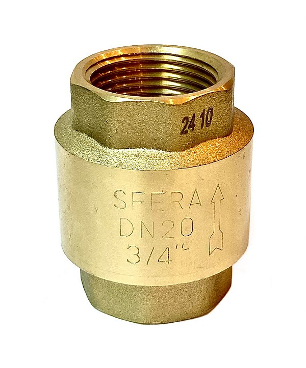 VÁLVULA RETENÇÃO VERTICAL LATÃO FORJADO SEDE POLIETILENO 3/4” BSP EMMETI