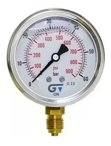 MANOMETRO VERTICAL CAIXA INOX 63MM C/GLICERINA ROSCA BSP 1/4 0 A 60 BAR
