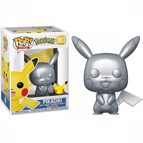 Funko Pop 353 Pokemon Pikachu Silver Metalico