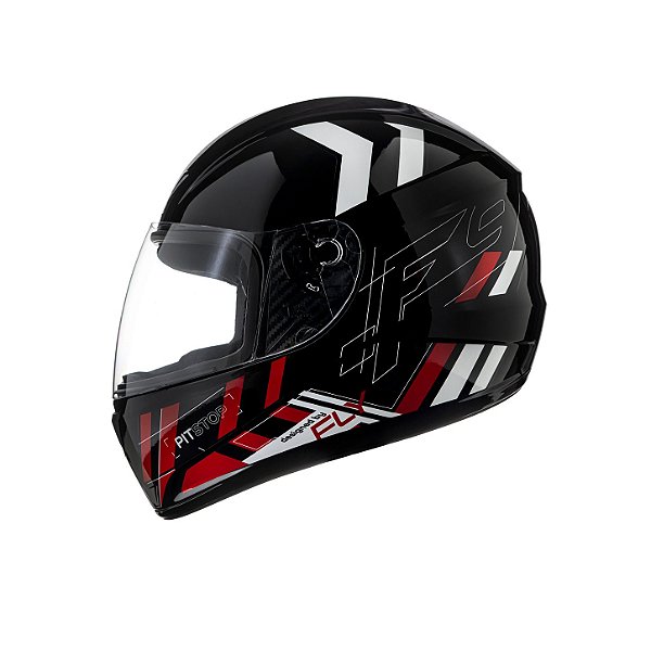 Capacete Fly F9 Pitstop Preto Vermelho