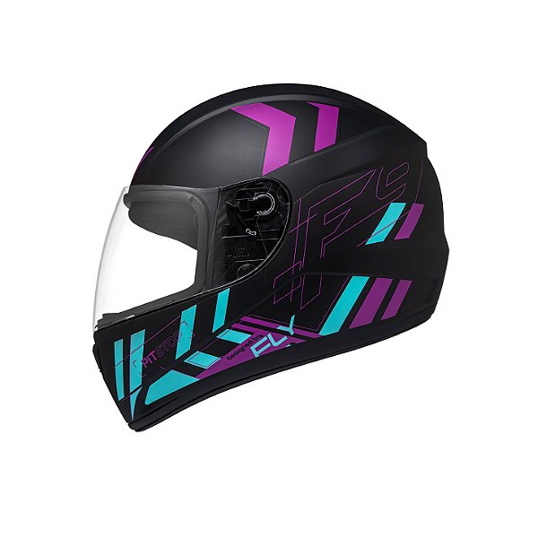 Capacete Fly F9 Pitstop Preto Fosco Roxo