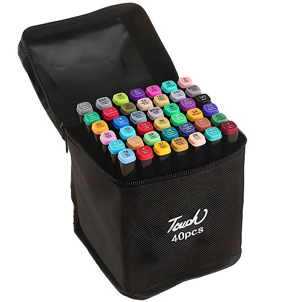 CANETA HIDROGRAFICA 40 CORES PONTA DUPLA TOUCH