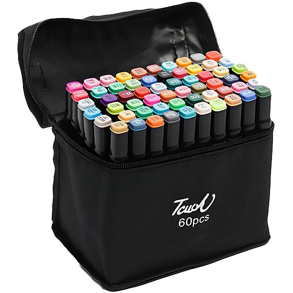 CANETA HIDROGRAFICA 60 CORES PONTA DUPLA TOUCH
