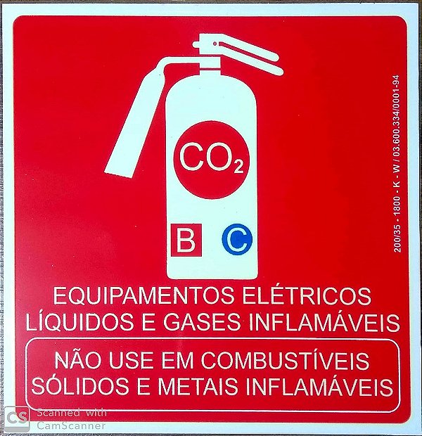 PLACA INDICATIVA DE EXTINTOR CO2