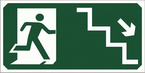 PLACA INDICATIVA DE ESCADA DESCE Á DIREITA - S8