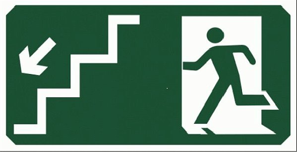 PLACA INDICATIVA DE ESCADA DESCE Á ESQUERDA - S9