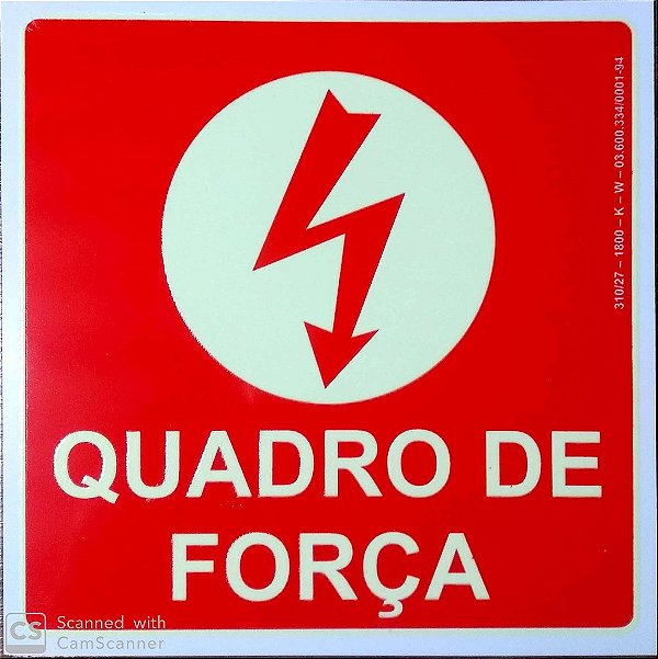 PLACA INDICATIVA DE QUADRO DE FORÇA